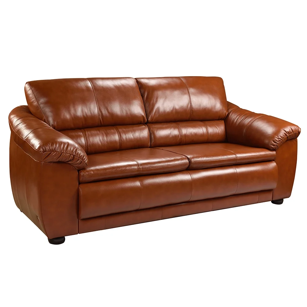 Sofá 2 e 3 Lugares Sala de Estar Veneza Couro Conhaque - Scala Decor