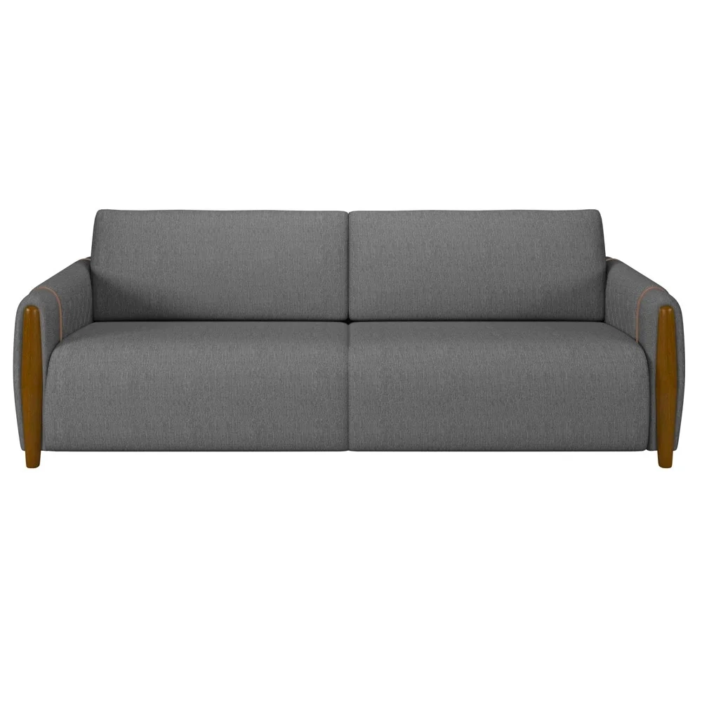 Conjunto Sofá 3 Lugares 223cm e Poltrona 98cm Amaranto Z32 Linho Cinza Escuro - Mpozenato