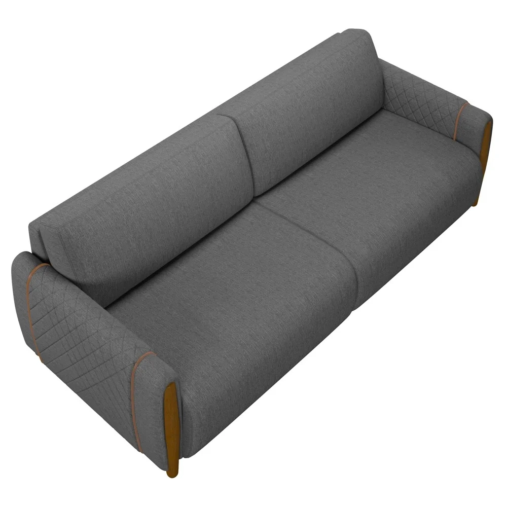 Conjunto Sofá 3 Lugares 223cm e Poltrona 98cm Amaranto Z32 Linho Cinza Escuro - Mpozenato