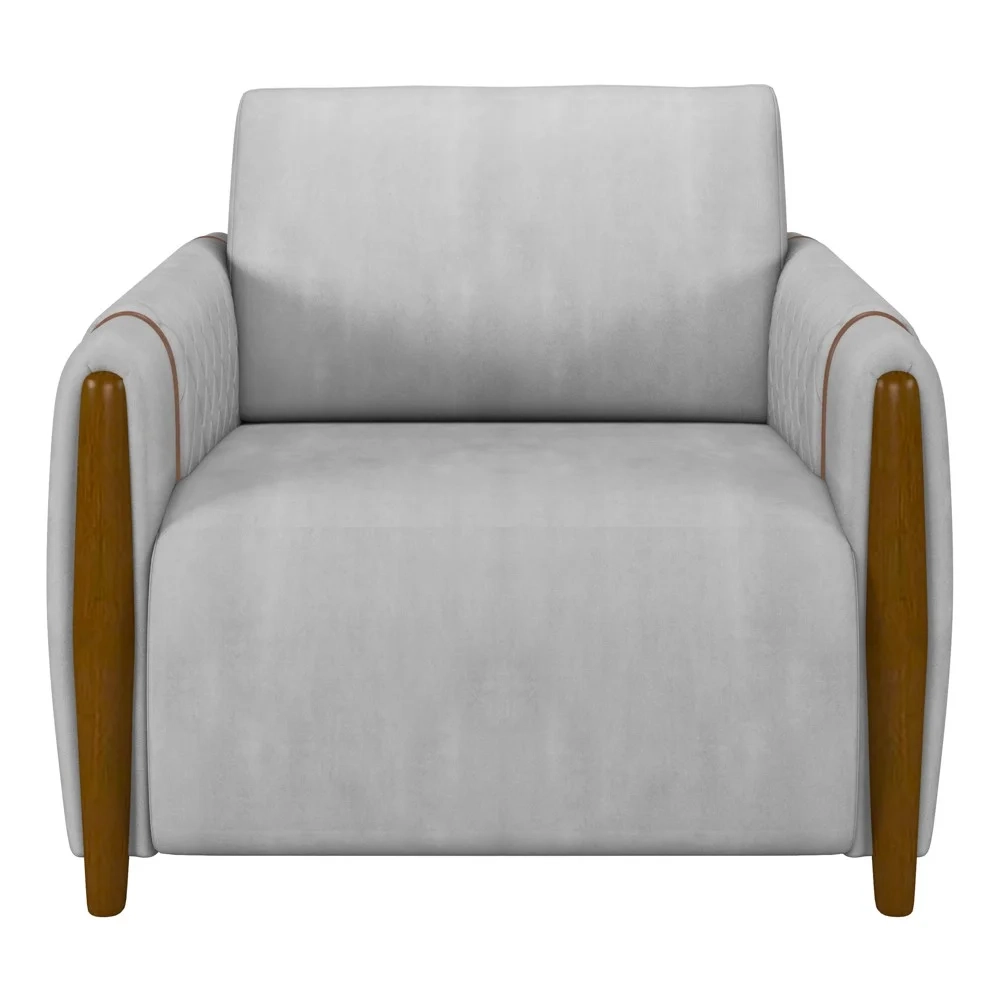 Conjunto Sofá 3 Lugares 223cm e Poltrona 98cm Amaranto Z32 Veludo Cinza - Mpozenato