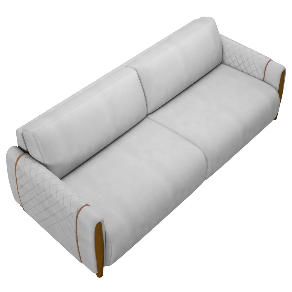 Conjunto Sofá 3 Lugares 223cm e Poltrona 98cm Amaranto Z32 Veludo Cinza - Mpozenato