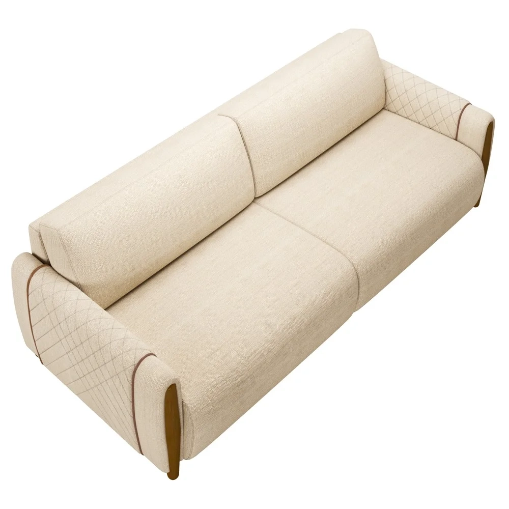 Conjunto Sofá 3 Lugares 223cm e Poltrona 98cm Amaranto Z32 Linho Champanhe - Mpozenato