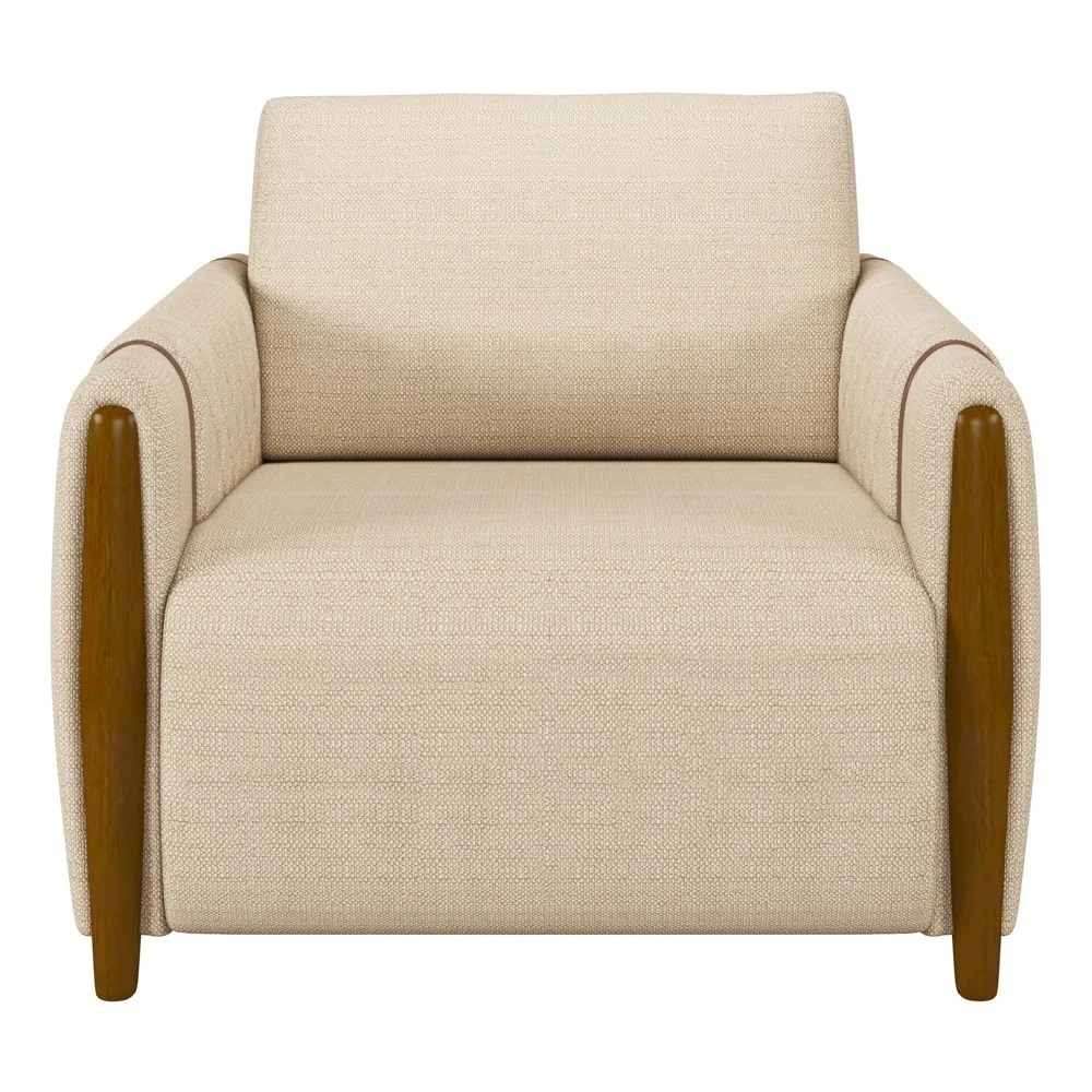 Conjunto Sofá 3 Lugares 223cm e Poltrona 98cm Amaranto Z32 Linho Champanhe - Mpozenato