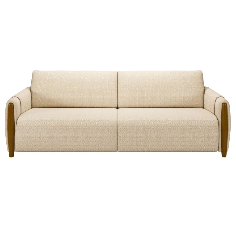 Conjunto Sofá 3 Lugares 223cm e Poltrona 98cm Amaranto Z32 Linho Champanhe - Mpozenato