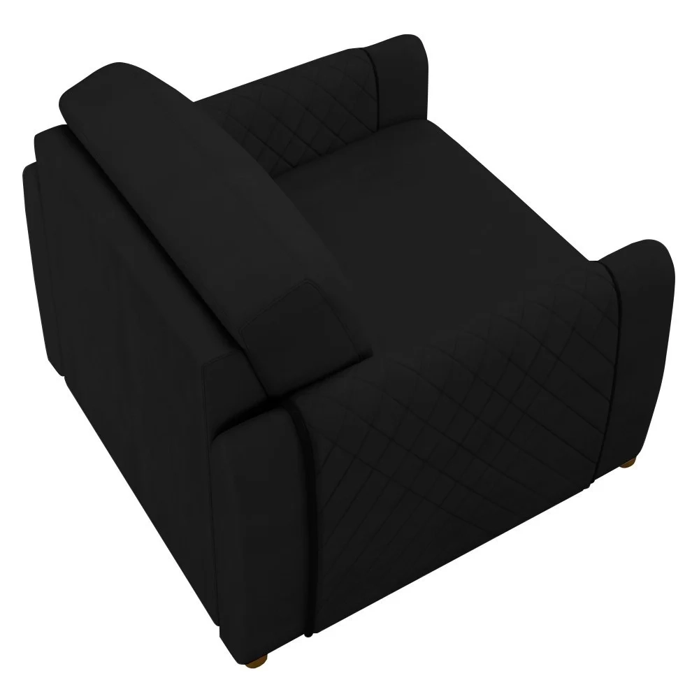 Conjunto Sofá 3 Lugares 223cm e Poltrona 98cm Amaranto Z32 Veludo Preto - Mpozenato