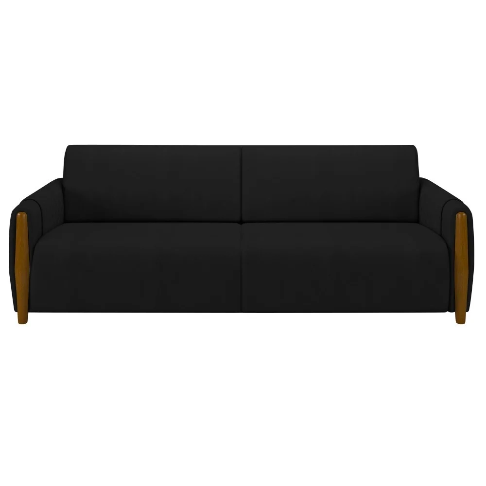 Conjunto Sofá 3 Lugares 223cm e Poltrona 98cm Amaranto Z32 Veludo Preto - Mpozenato