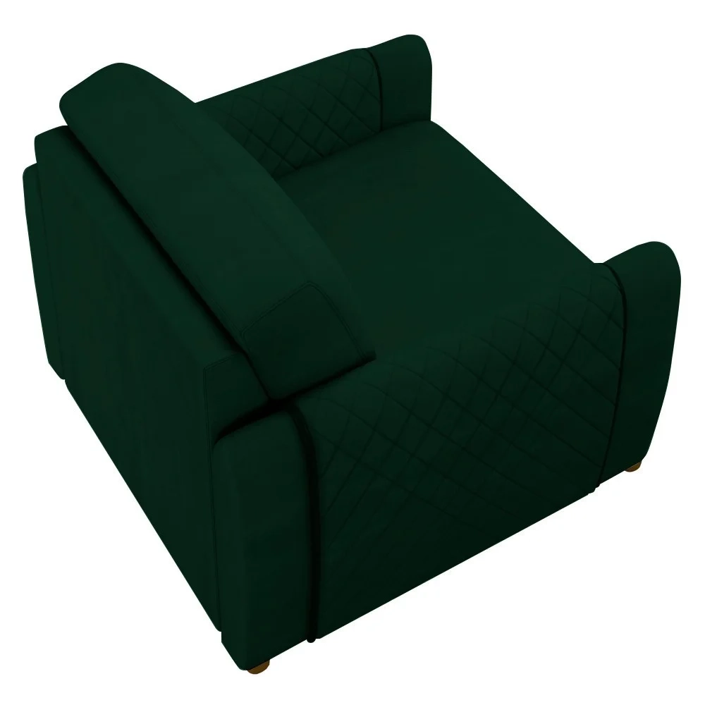 Conjunto Sofá 3 Lugares 223cm e Poltrona 98cm Amaranto Z32 Veludo Verde - Mpozenato