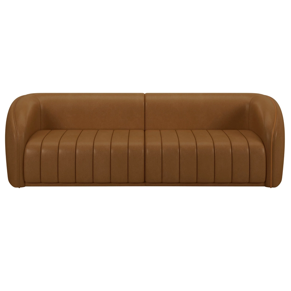 Sofá Decorativo 3 Lugares 252cm e Poltrona Meris Z32 Sintético Caramelo - Mpozenato