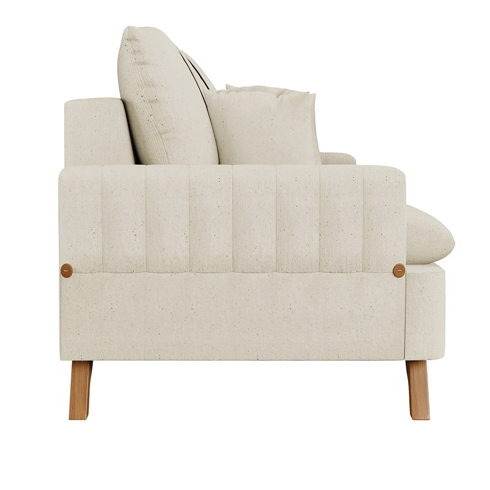 Sofá 160cm 2 Lugares com Almofadas Pés Curvos Veras Linho D05 Cru - Mpozenato