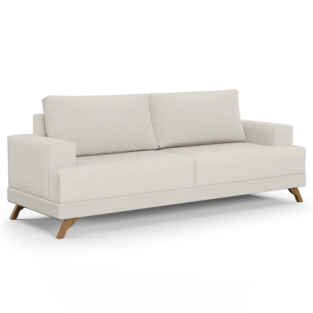 Sofá 2 Lugares 160cm Living Pés Curvos Santi D05 Linho Cru - Mpozenato