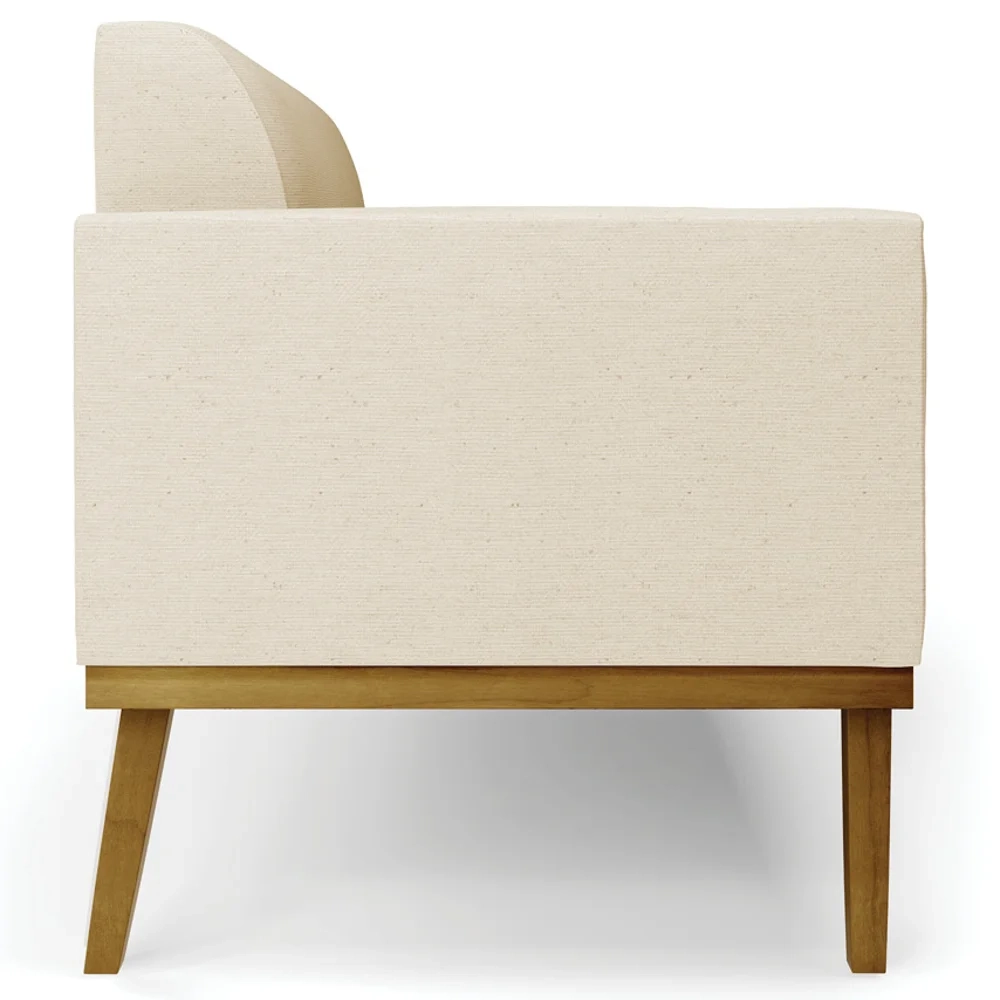 Sofá Namoradeira Base Madeira Castanho Maressa Linho Bege - Ibiza