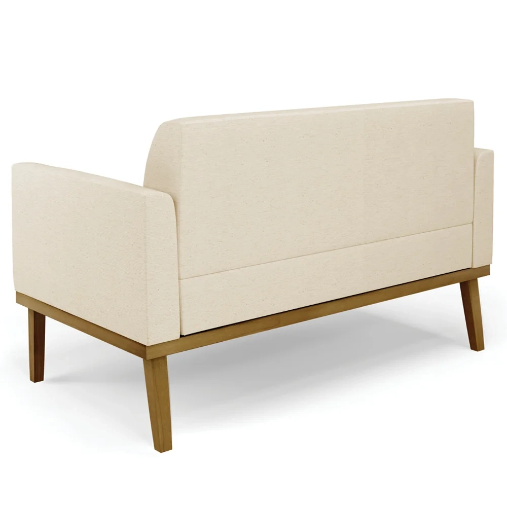 Sofá Namoradeira Base Madeira Castanho Maressa Linho Bege - Ibiza