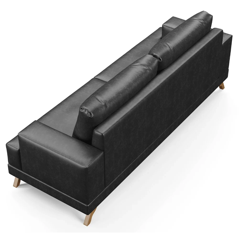 Sofá 2 Lugares 160cm Living Pés Curvos Santi D05 Sintético Preto - Mpozenato