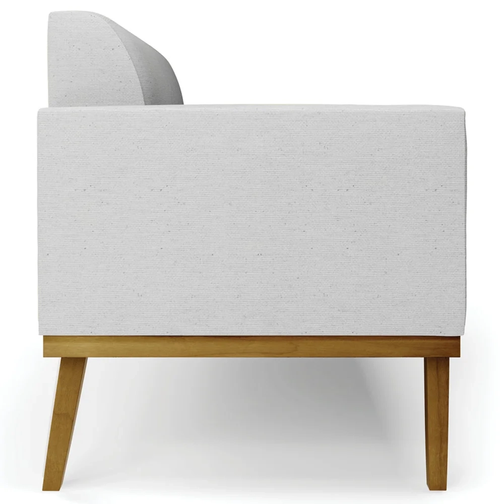 Sofá Namoradeira Base Madeira Castanho Maressa Linho Cinza - Ibiza