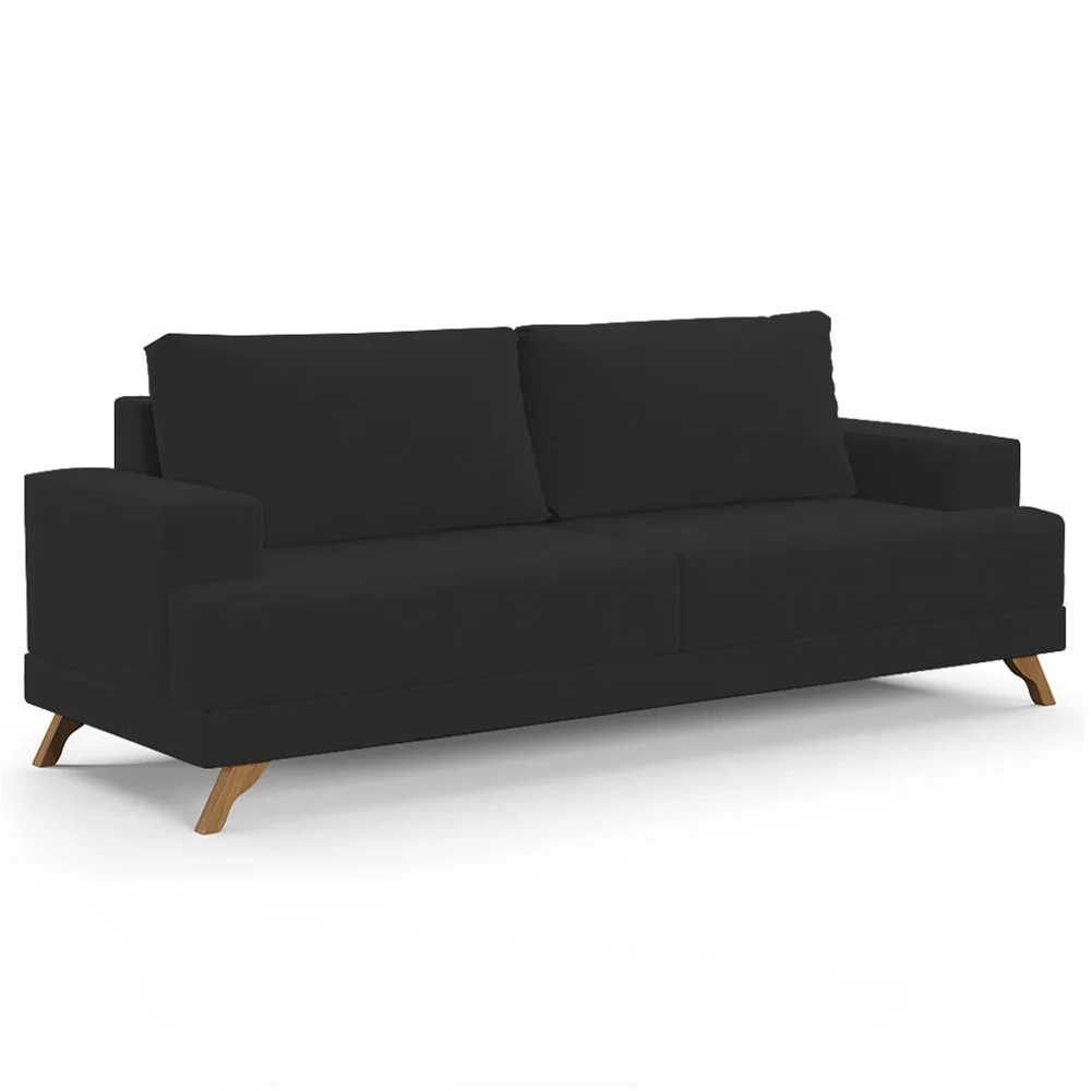 Sofá 2 Lugares 160cm Living Pés Curvos Santi D05 Suede Preto - Mpozenato