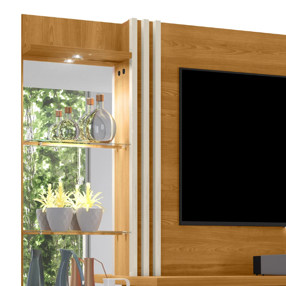 Estante Painel Para TV 60 Pol 200cm Sam Z10 Off/Cinamomo - Mpozenato