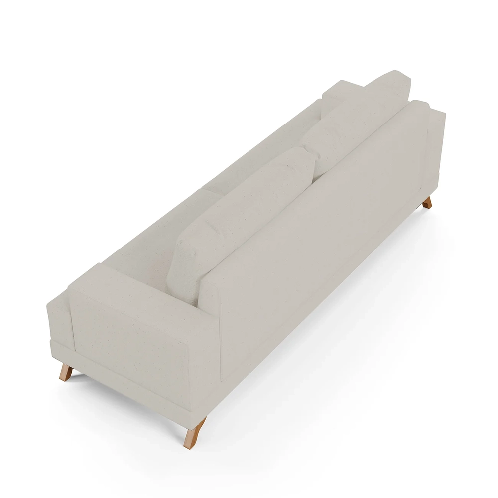 Sofá 3 Lugares 180cm Living Pés Curvos Santi D05 Linho Bege - Mpozenato