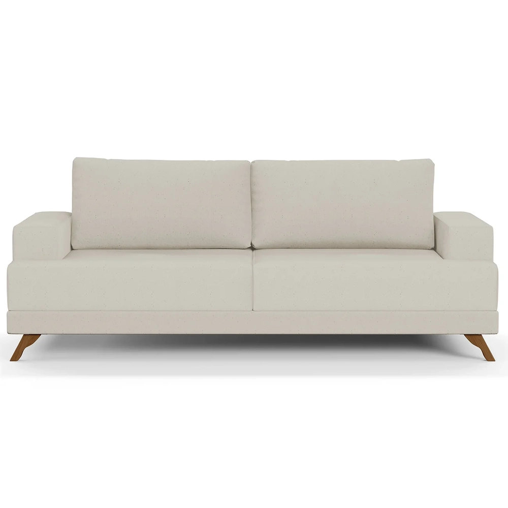 Sofá 3 Lugares 180cm Living Pés Curvos Santi D05 Linho Bege - Mpozenato