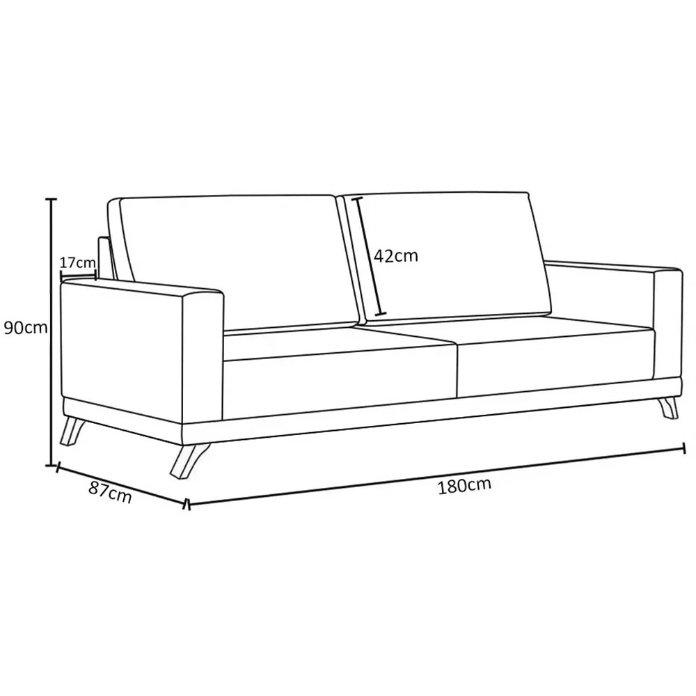 Sofá 3 Lugares 180cm Living Pés Curvos Santi D05 Suede Bege - Mpozenato