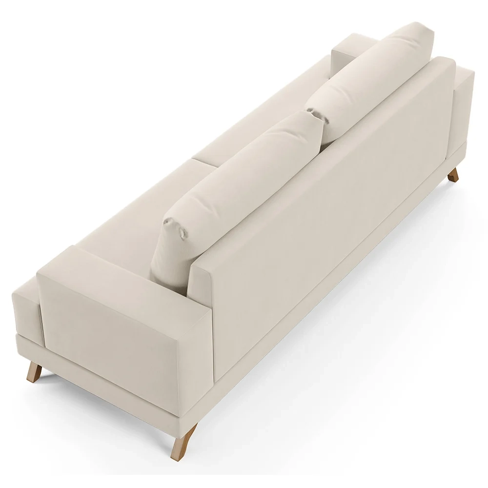 Sofá 3 Lugares 180cm Living Pés Curvos Santi D05 Suede Bege - Mpozenato