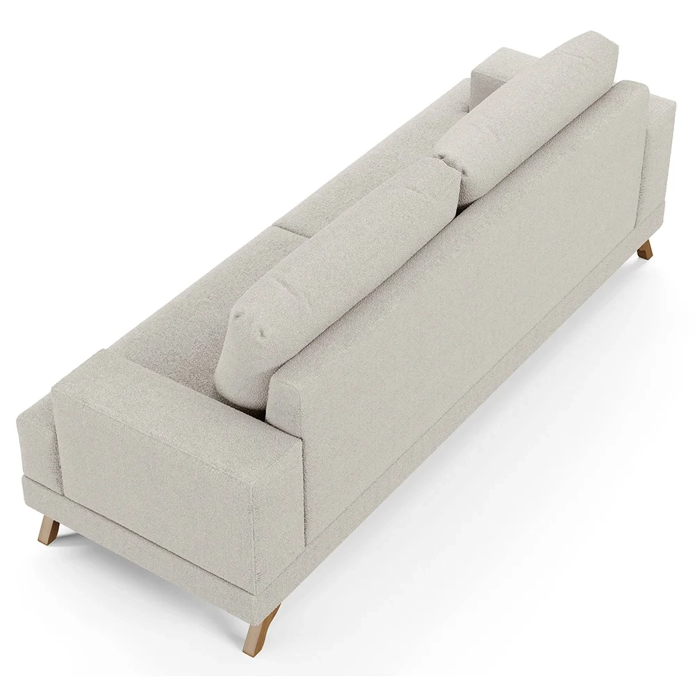 Sofá 3 Lugares 200cm Living Pés Curvos Santi D05 Boucle Creme - Mpozenato