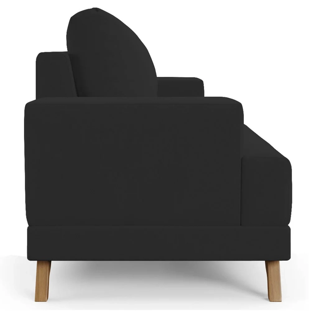 Sofá 3 Lugares 200cm Living Pés Curvos Santi D05 Suede Preto - Mpozenato