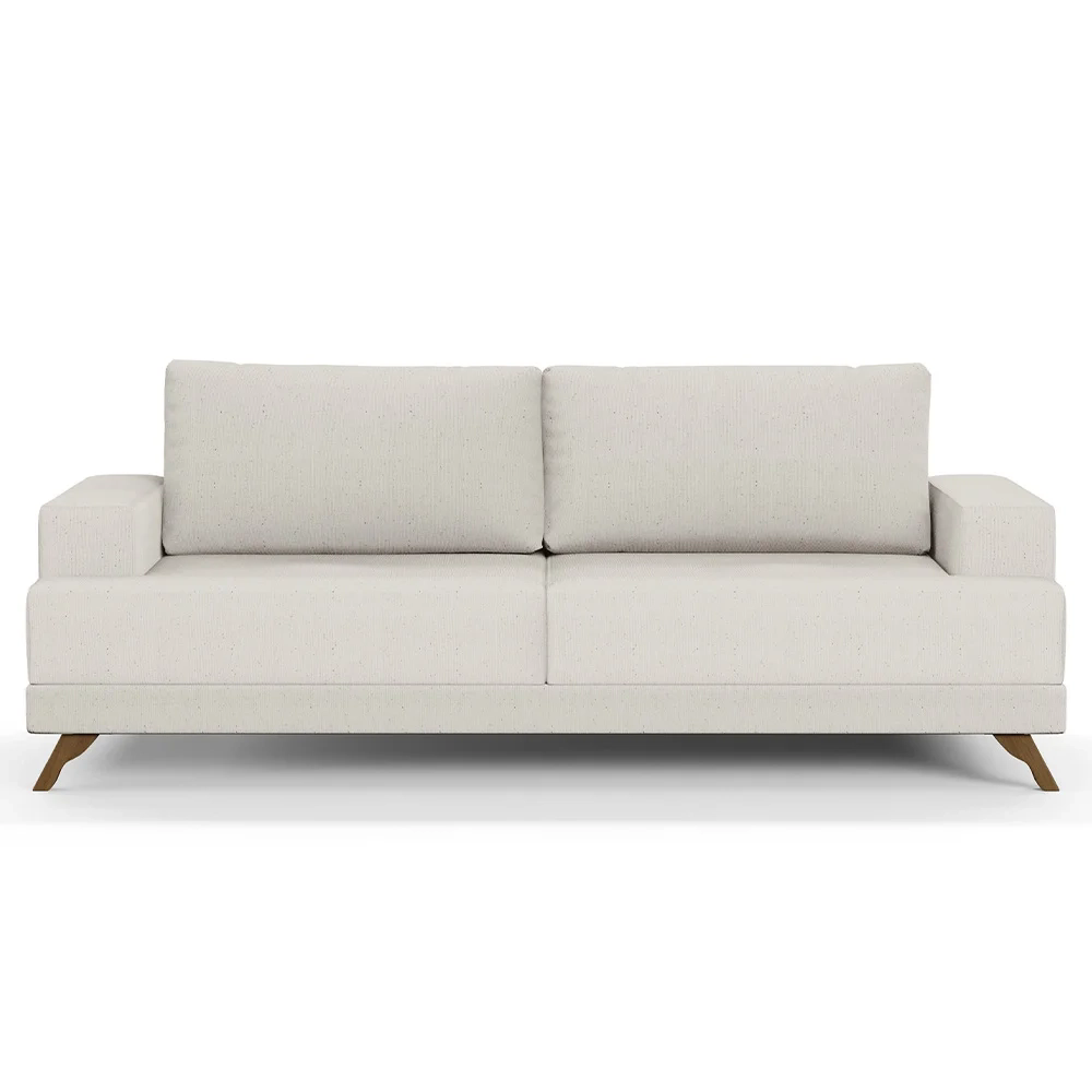 Sofá 3 Lugares 200cm Living Pés Curvos Santi D05 Linho Cru - Mpozenato