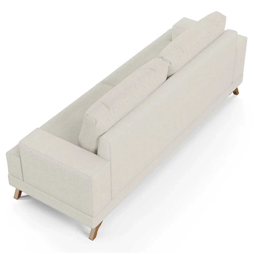 Sofá 3 Lugares 200cm Living Pés Curvos Santi D05 Linho Cru - Mpozenato