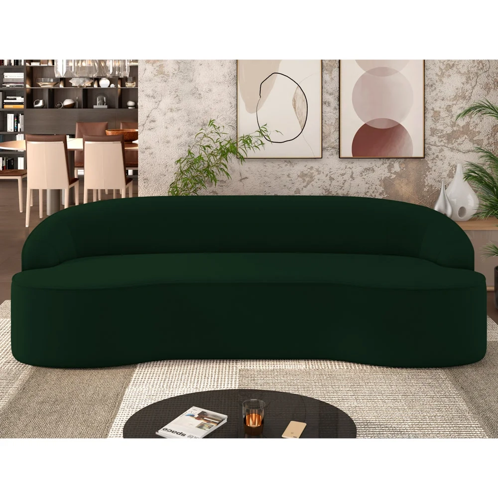 Sofá 4 Lugares para Sala de Estar Living 260cm Theo D06 Veludo Esmeralda - Mpozenato