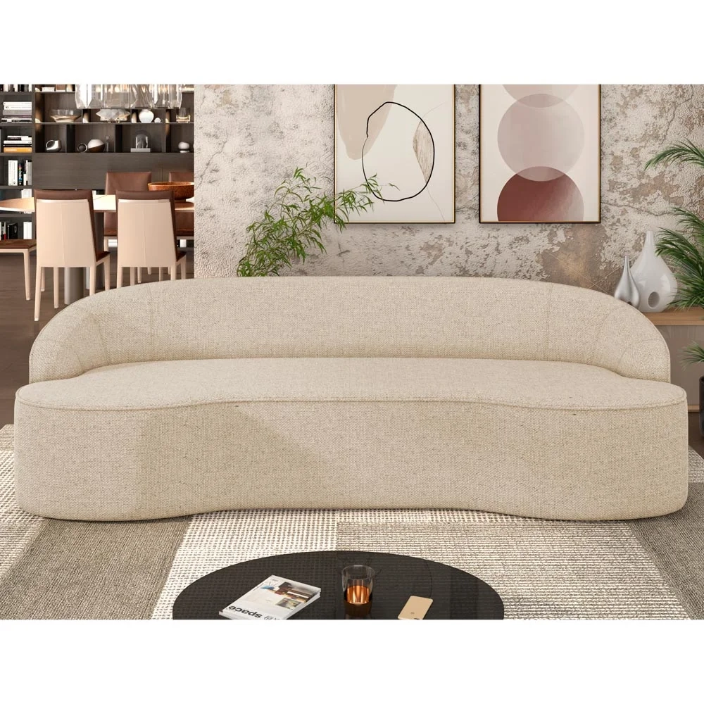 Sofá 3 Lugares para Sala de Estar Living 180cm Theo D06 Linho Marfim - Mpozenato 