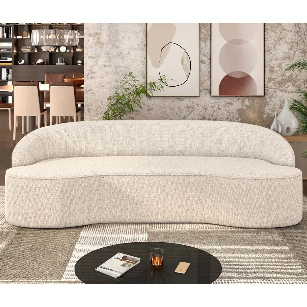 Sofá 3 Lugares para Sala de Estar Living 180cm Theo D06 Linho Pérola - Mpozenato 