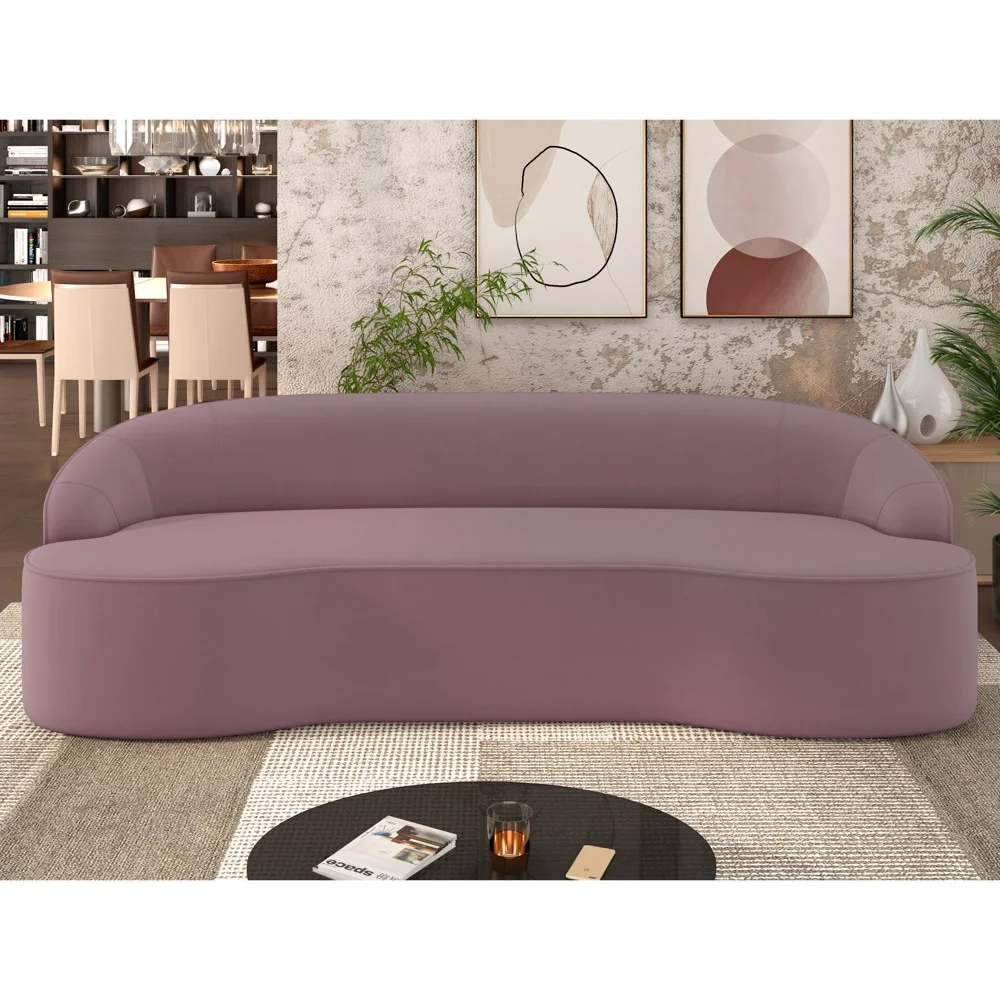 Sofá 3 Lugares para Sala de Estar Living 210cm Theo D06 Veludo Rosa - Mpozenato