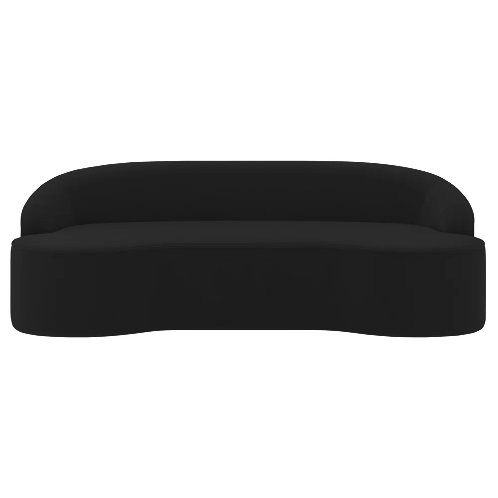 Sofá 3 Lugares para Sala de Estar Living 210cm Theo D06 Veludo Preto - Mpozenato