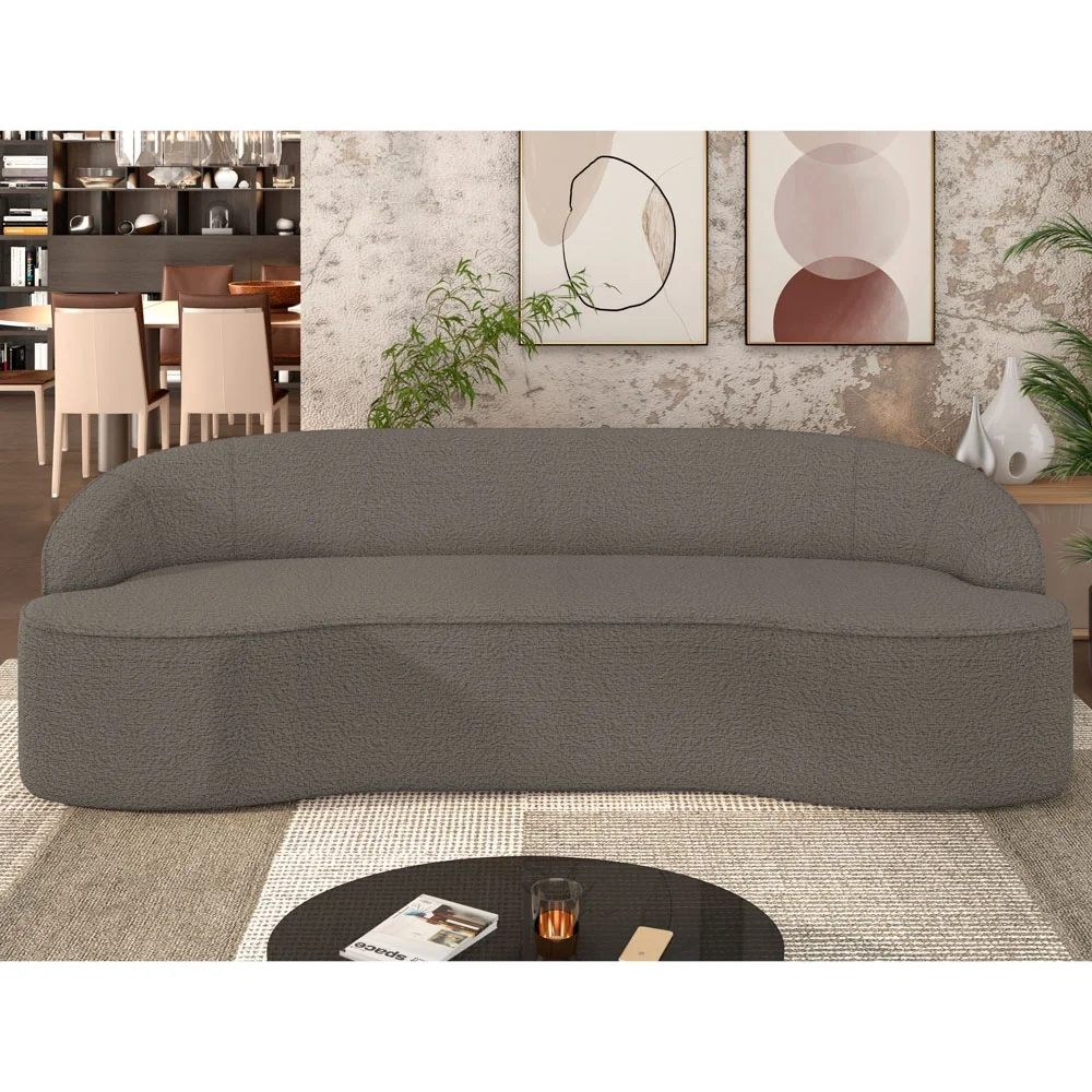 Sofá 4 Lugares para Sala de Estar Living 230cm Theo D06 Boucle Castor - Mpozenato