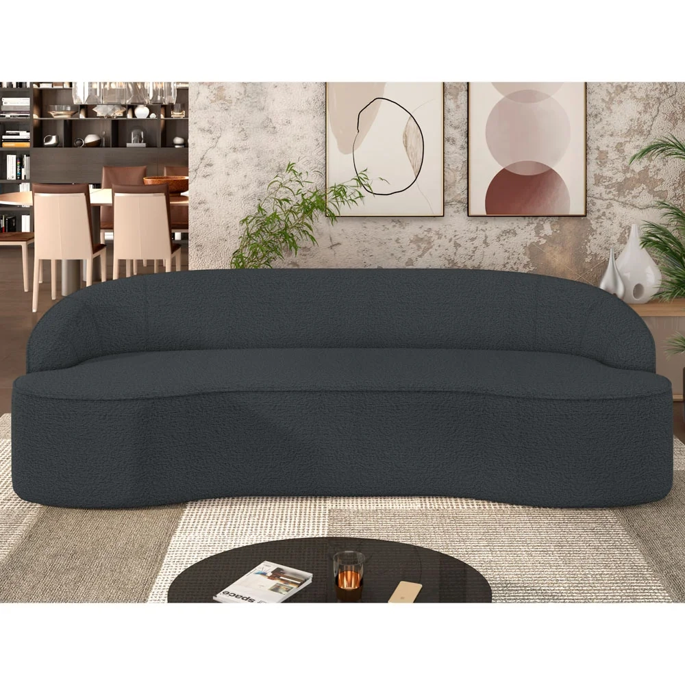 Sofá 5 Lugares para Sala de Estar Living 280cm Theo D06 Boucle Cinza Escuro - Mpozenato