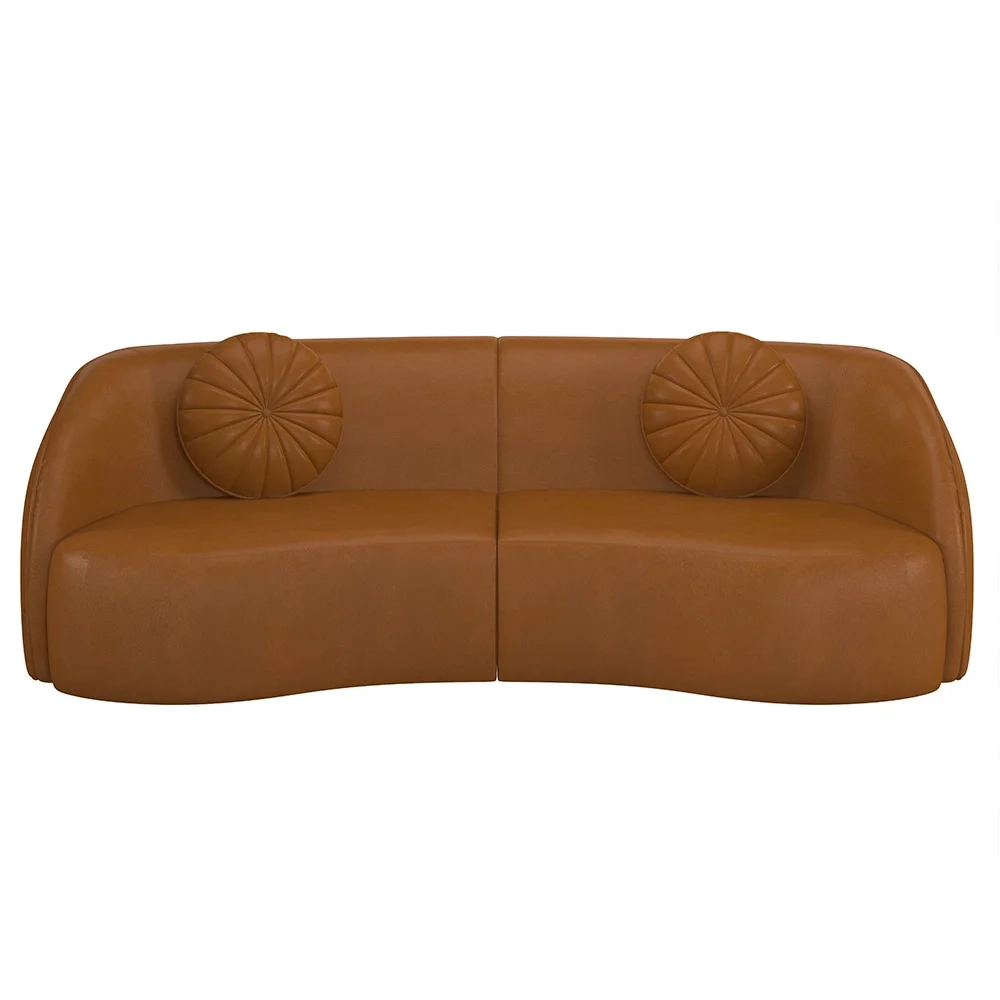 Sofá Decorativo 3 Lugares 240cm com Almofadas e Poltrona Zion Z32 Sintético Caramelo - Mpozenato