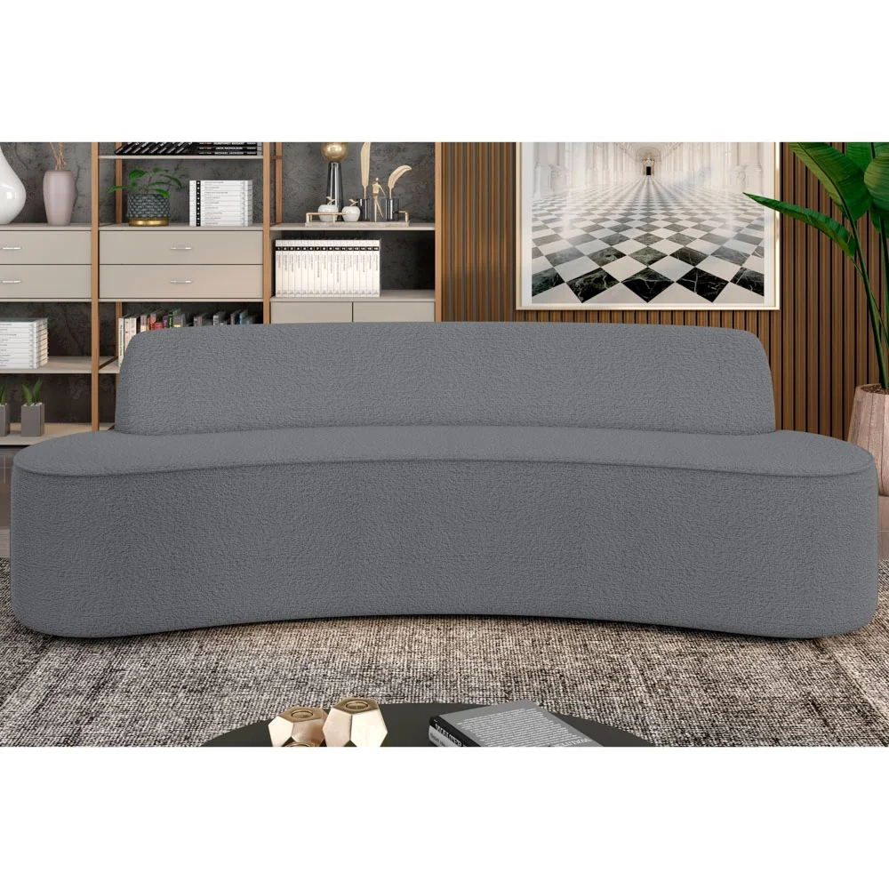 Sofá 3 Lugares para Sala de Estar Living 210cm Koane D06 Boucle Cinza - Mpozenato