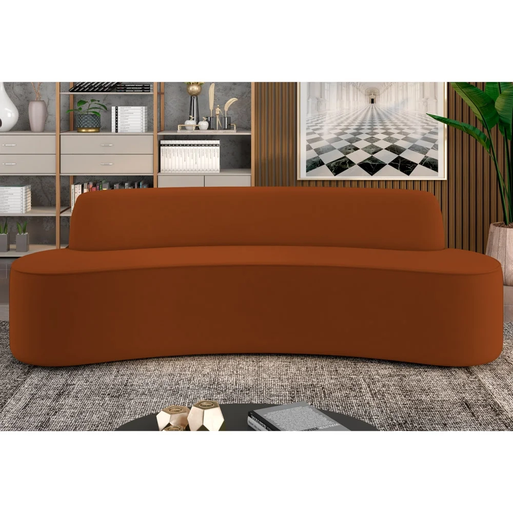 Sofá 3 Lugares para Sala de Estar Living 210cm Koane D06 Veludo Laranja - Mpozenato