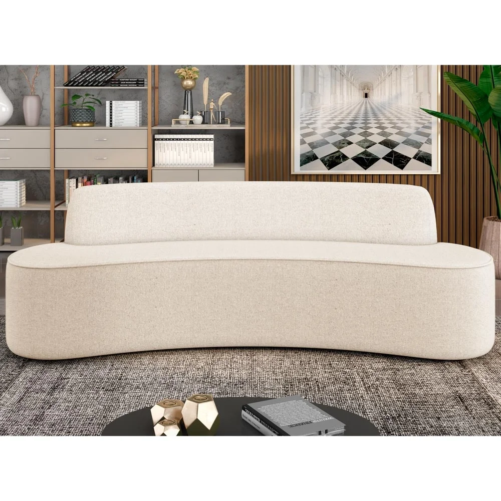 Sofá 3 Lugares para Sala de Estar Living 210cm Koane D06 Linho Pérola - Mpozenato
