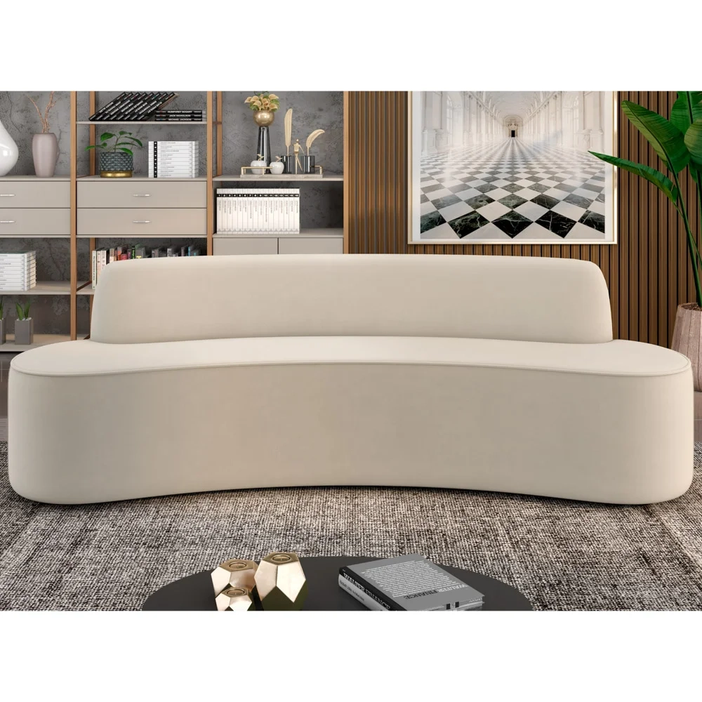 Sofá 4 Lugares para Sala de Estar Living 230cm Koane D06 Veludo Creme - Mpozenato