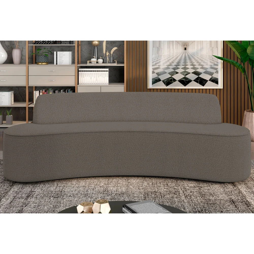 Sofá 4 Lugares para Sala de Estar Living 260cm Koane D06 Boucle Castor - Mpozenato