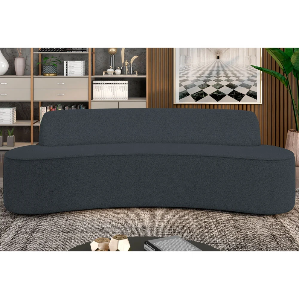 Sofá 5 Lugares para Sala de Estar Living 280cm Koane D06 Boucle Cinza Escuro - Mpozenato