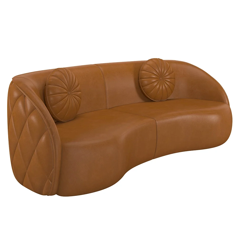 Sofá Decorativo 3 Lugares 288cm com Almofadas e Poltrona Zion Z32 Sintético Caramelo - Mpozenato