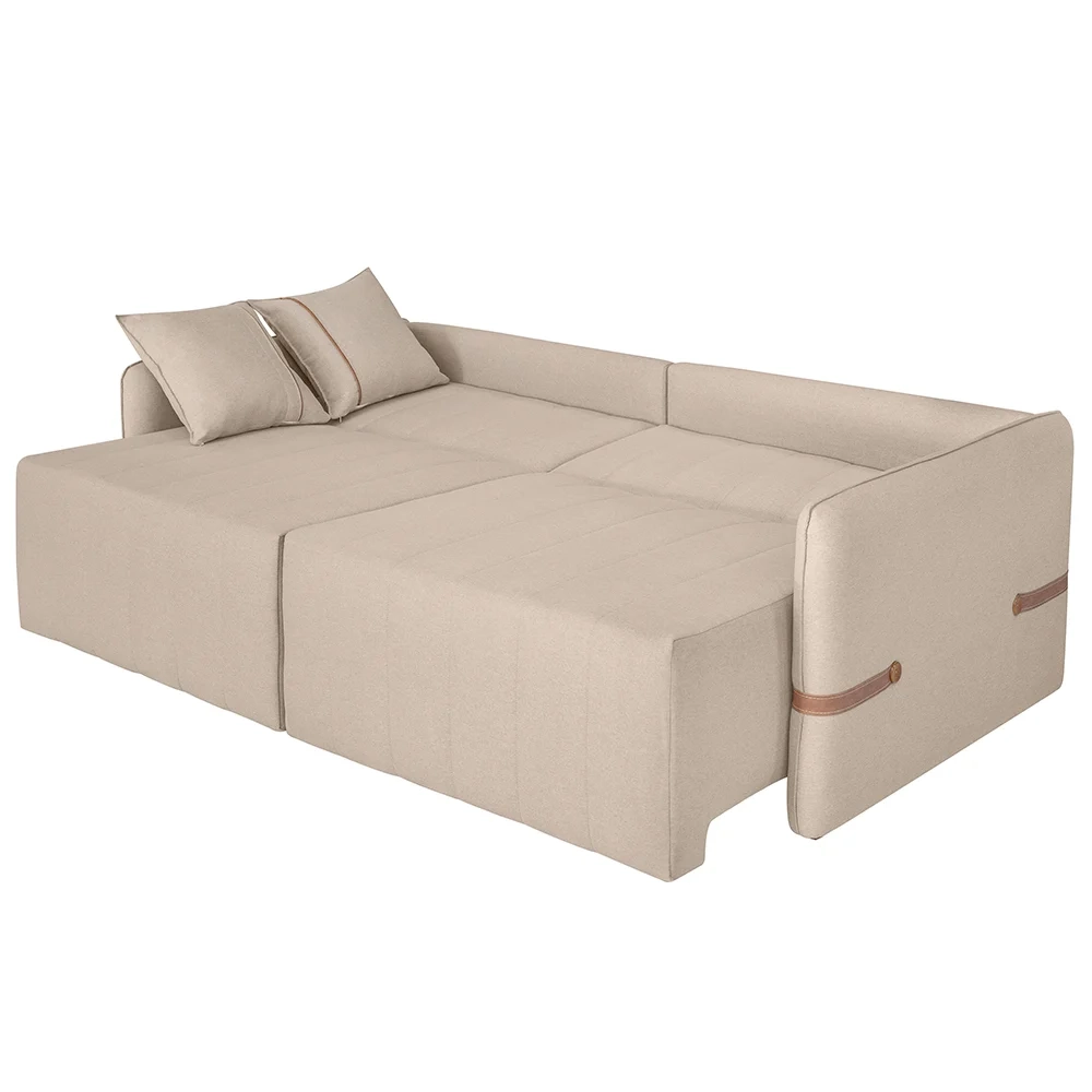 Sofá Cama Retrátil 180cm Essence D05 Linho Bege/Camel - Mpozenato
