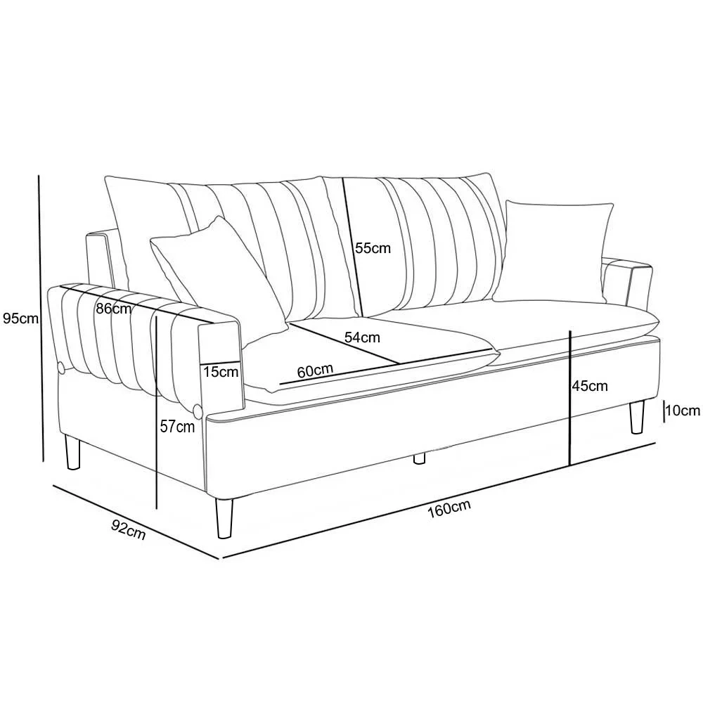 Sofá Living 2 Lugares 160cm com Almofadas Veras D05 Boucle Bege - Mpozenato