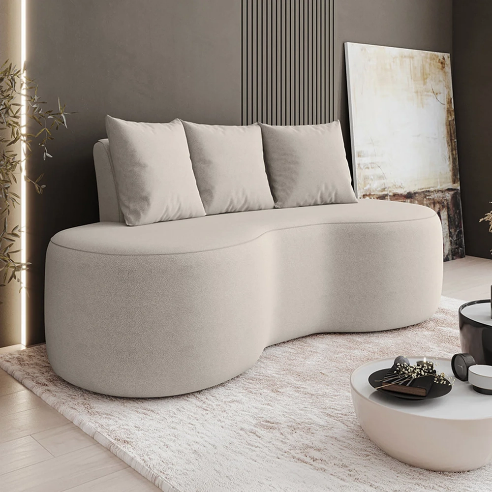 Sofá 2 Lugares 160cm Orgânico Viana B10 Bouclê Creme - Mpozenato