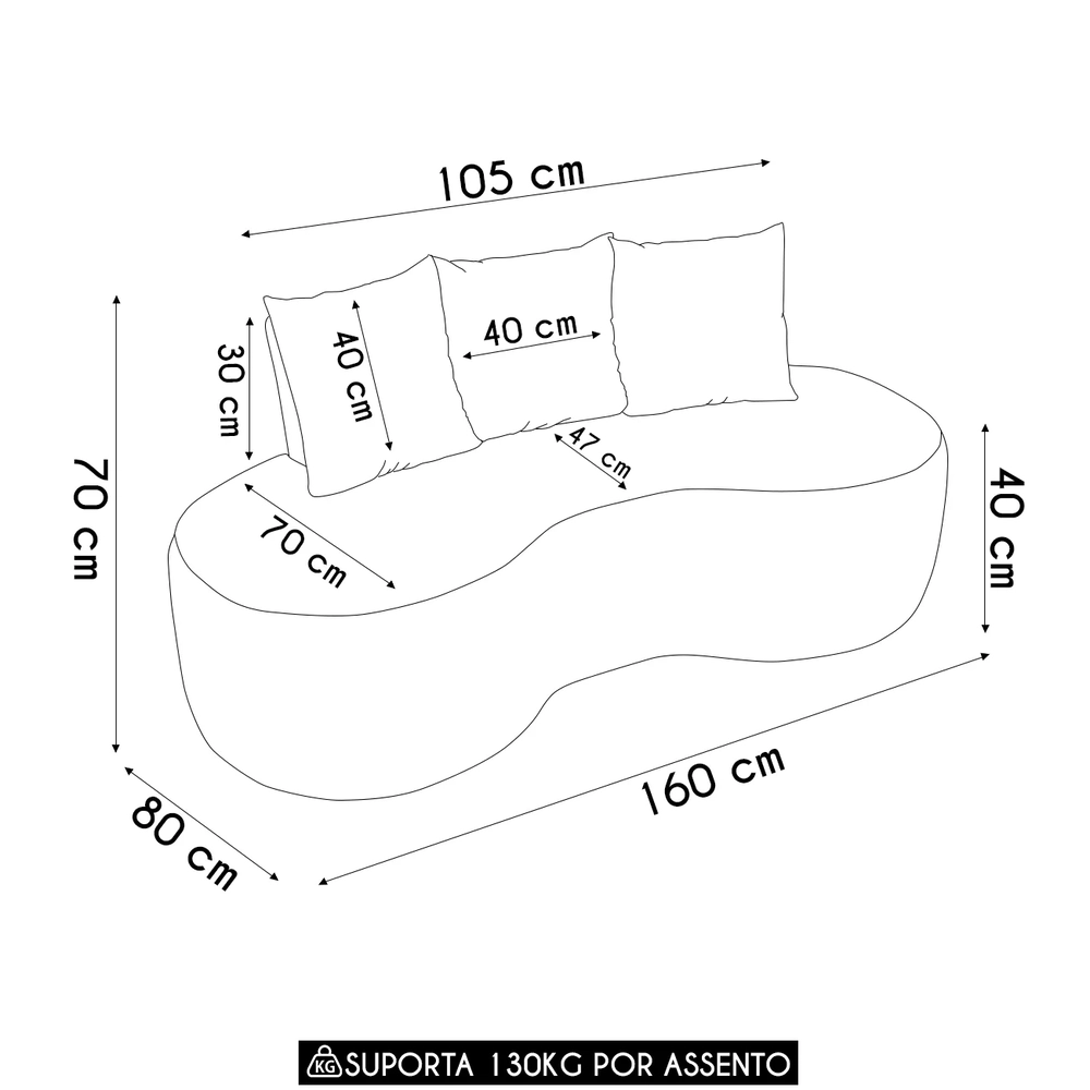 Sofá 2 Lugares 160cm Orgânico Viana B10 Bouclê Creme - Mpozenato