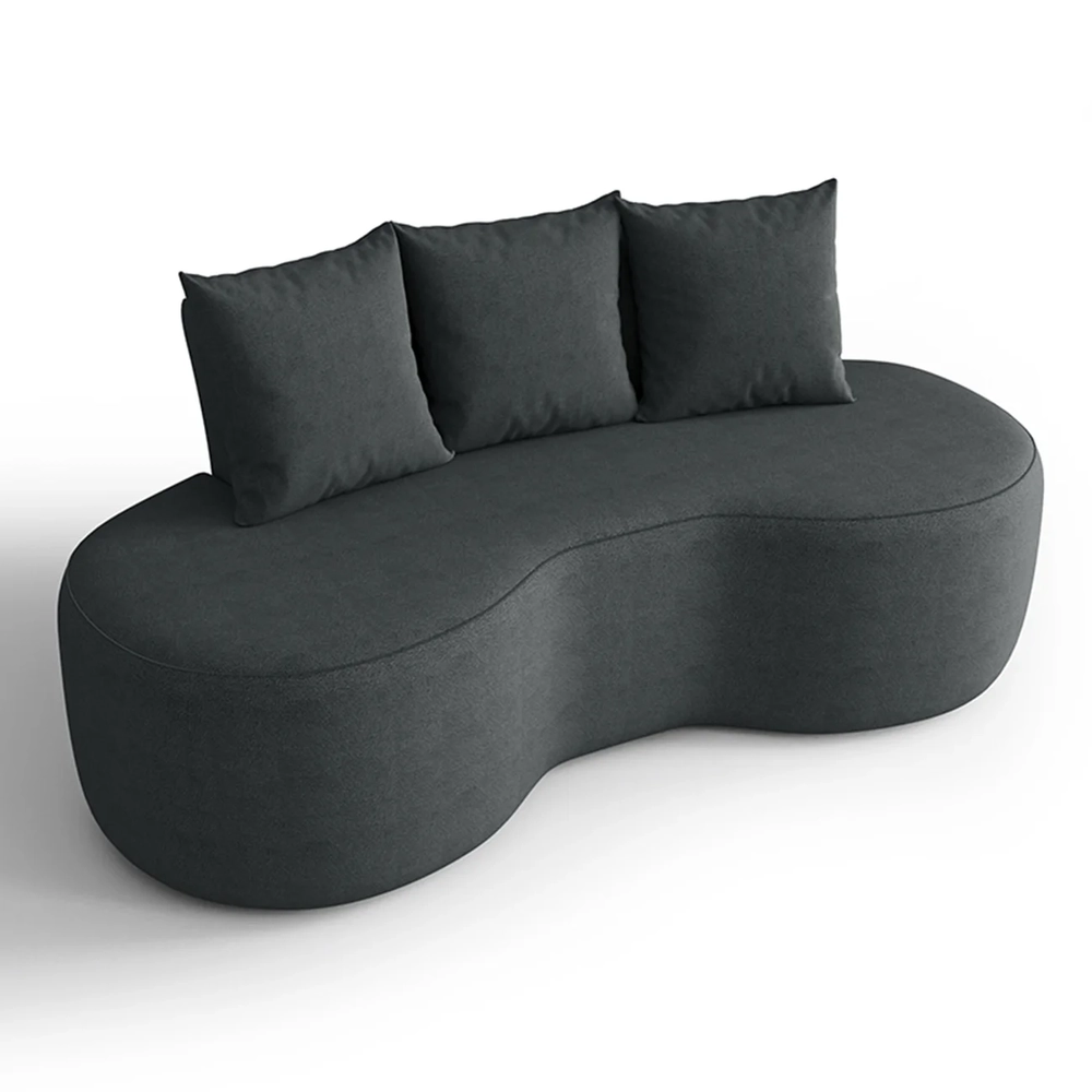 Sofá 2 Lugares 160cm Orgânico Viana B10 Bouclê Grafite - Mpozenato