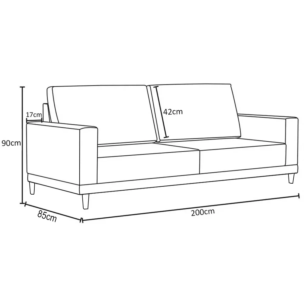 Sofá Living 200cm 3 Lugares Kayrós D05 Boucle Bege - Mpozenato