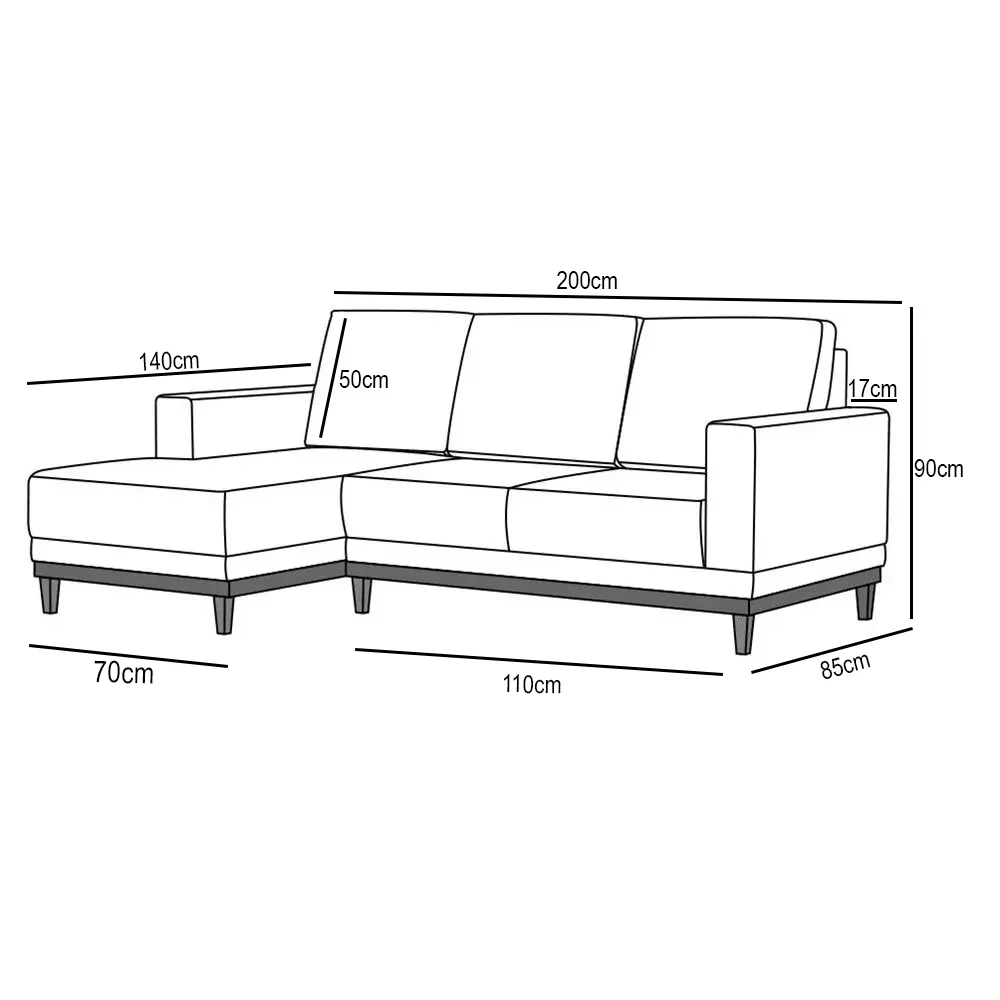 Sofá Living 200cm 3 Lugares Com Chaise Esquerdo Kayrós D05 Boucle Bege - Mpozenato